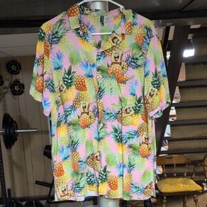 Urban Outfitters SpongeBob Vibrant Pineapple Print Men's Shirt